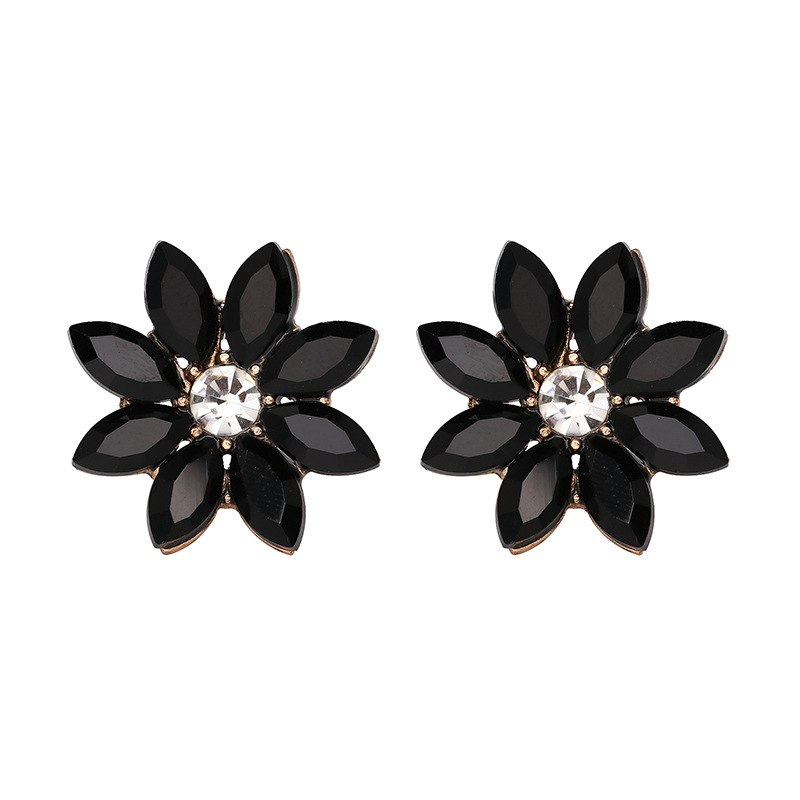 Crystal Flower Stud Earring Fashion Women Statement Stud Earrings for Women Brincos femme Factory wholesale