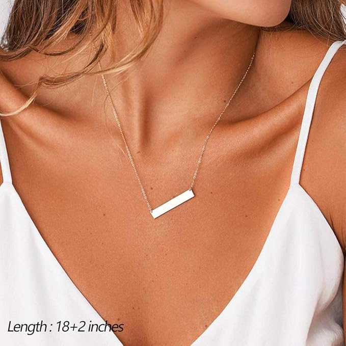 Dainty Layered Choker Necklace, 14K Gold Plated Y Pendant, Multilayer Bar Disc Necklace, Adjustable Layering Choker Necklaces For Women