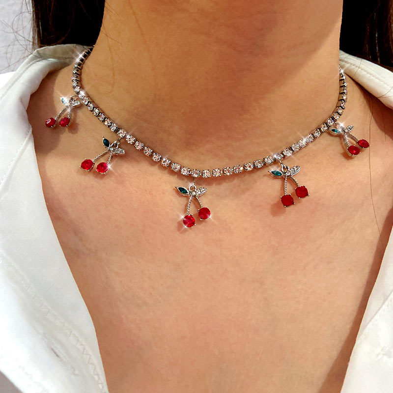 Diamond small cherry necklace