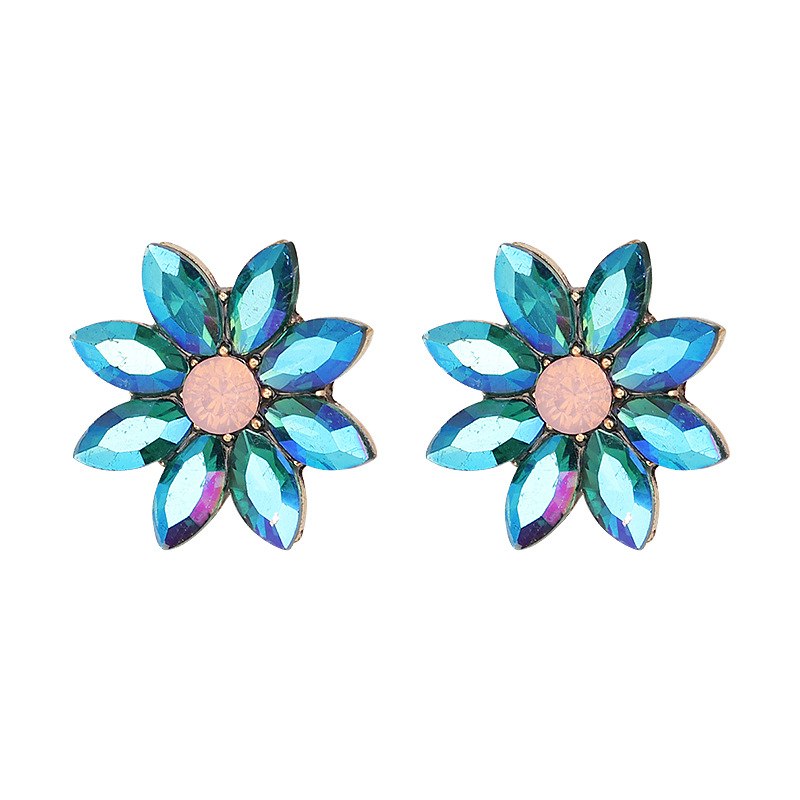 Crystal Flower Stud Earring Fashion Women Statement Stud Earrings for Women Brincos femme Factory wholesale