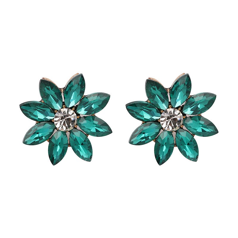 Crystal Flower Stud Earring Fashion Women Statement Stud Earrings for Women Brincos femme Factory wholesale