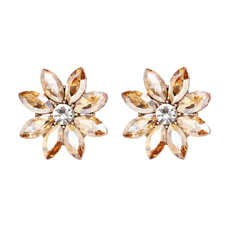 Crystal Flower Stud Earring Fashion Women Statement Stud Earrings for Women Brincos femme Factory wholesale