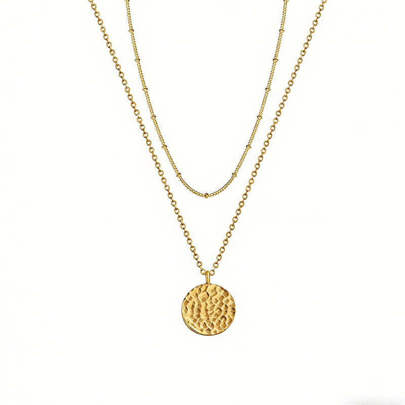 Gold Layered Choker Necklace 14K Gold Plated Bar Coin Charm Pendant Neckalce Delicate Multilayer Choker Necklaces For Women