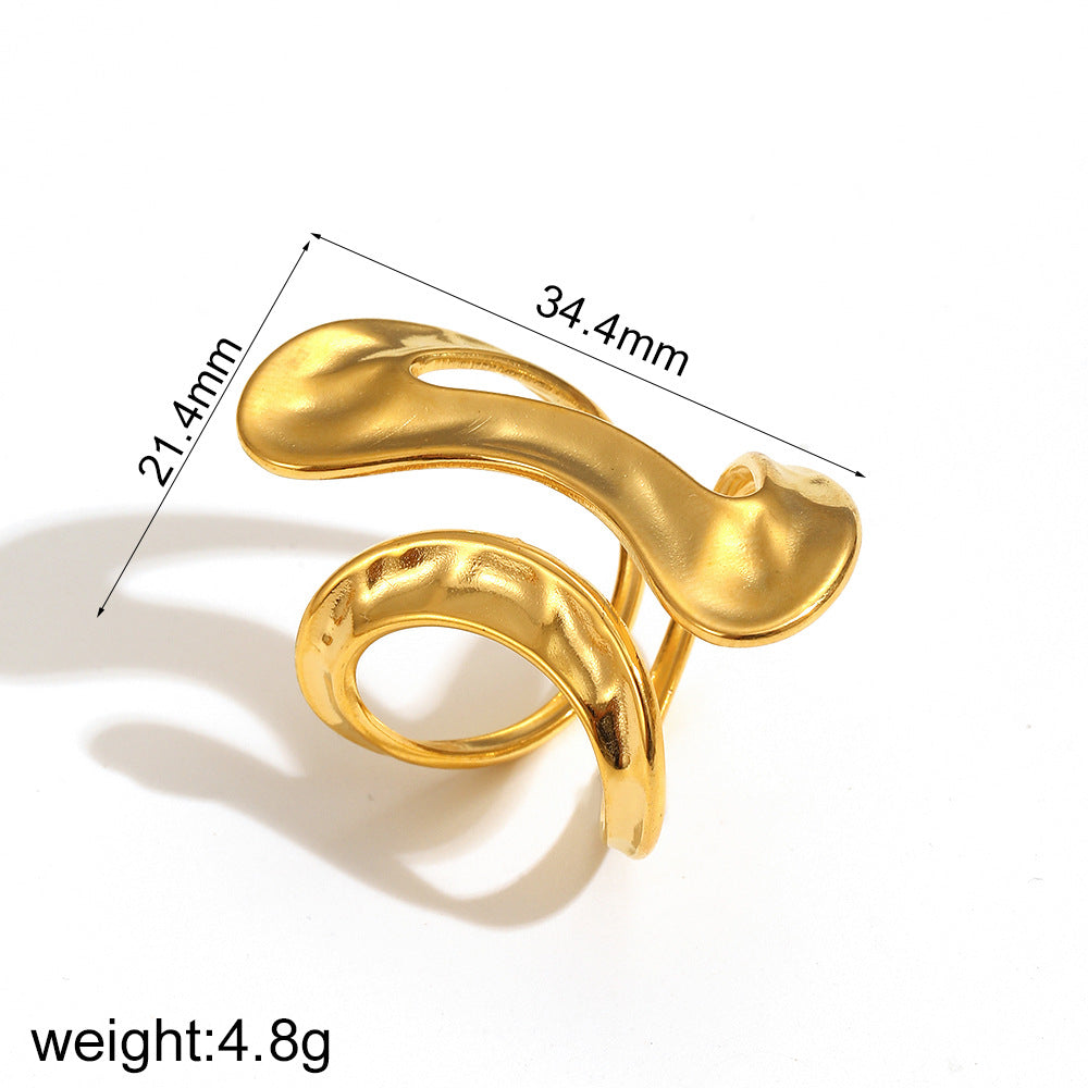 Geometric Ring Line Titanium Steel Ring For Women