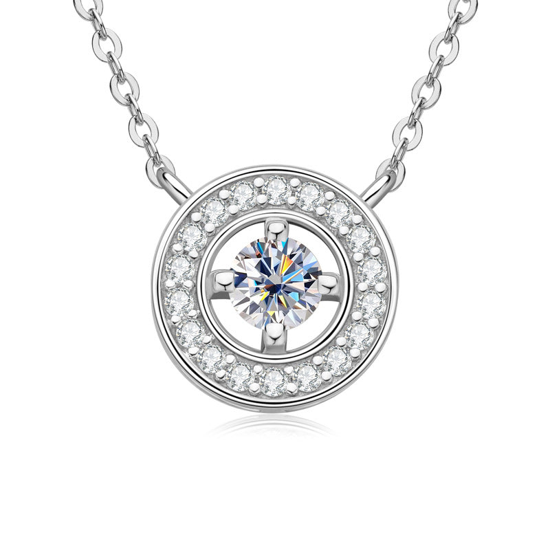 Women's Fashion Simple Sterling Silver Moissanite Diamond Necklace