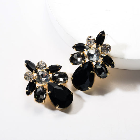 Dramatic Teardrop-shaped Acrylic Rhinestone Earrings For Trendy Women