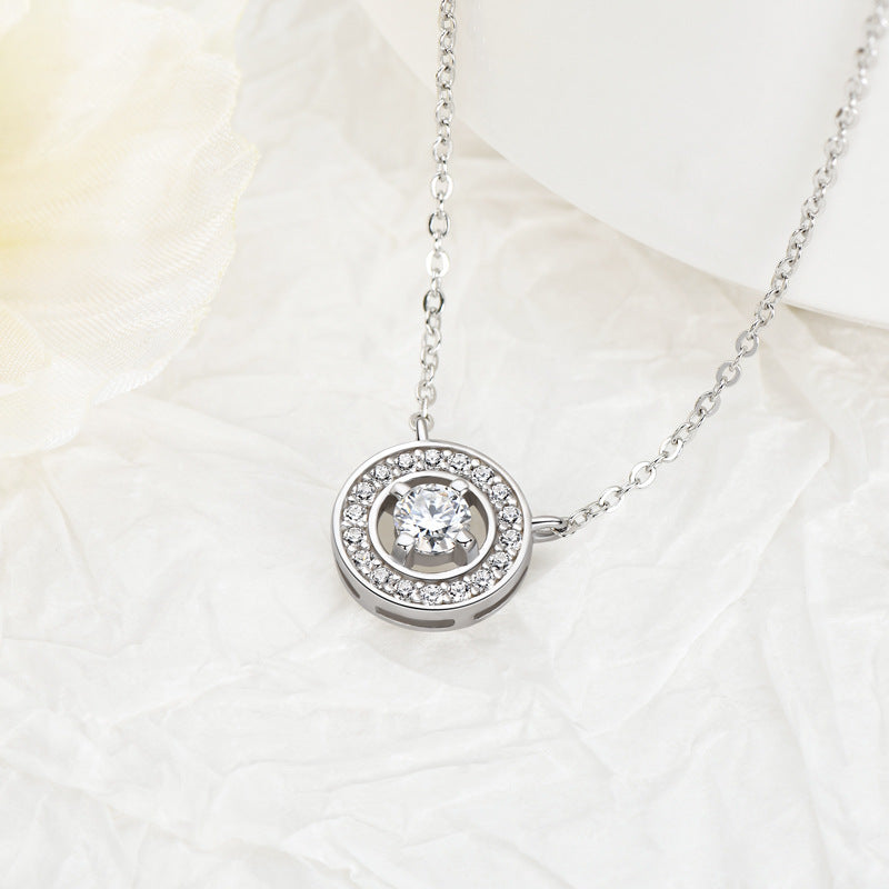 Women's Fashion Simple Sterling Silver Moissanite Diamond Necklace