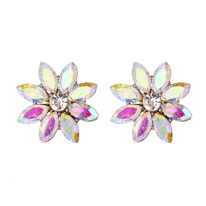 Crystal Flower Stud Earring Fashion Women Statement Stud Earrings for Women Brincos femme Factory wholesale
