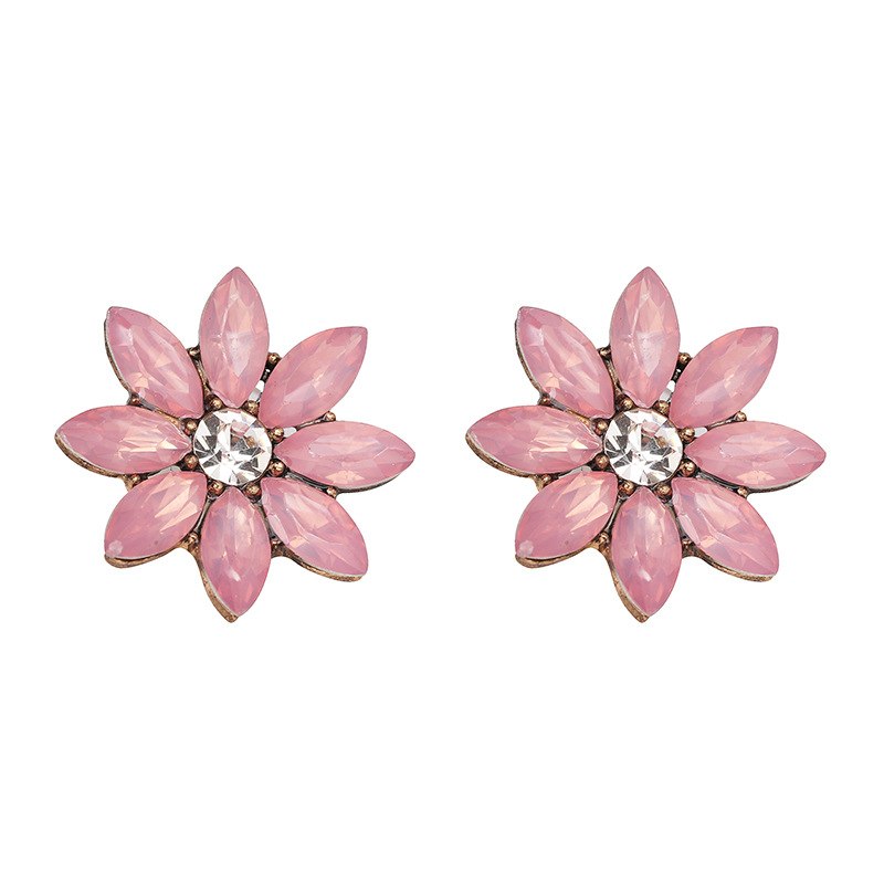 Crystal Flower Stud Earring Fashion Women Statement Stud Earrings for Women Brincos femme Factory wholesale