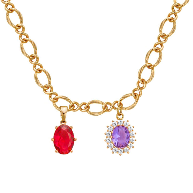 Multi-layered Pearl Zircon Pendant Necklace