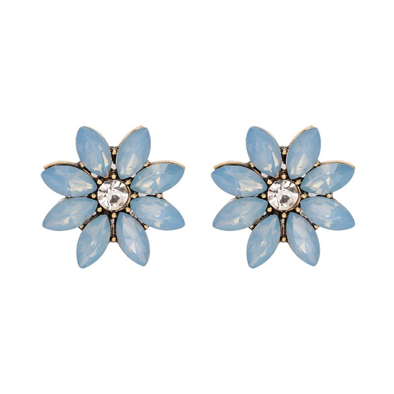 Crystal Flower Stud Earring Fashion Women Statement Stud Earrings for Women Brincos femme Factory wholesale
