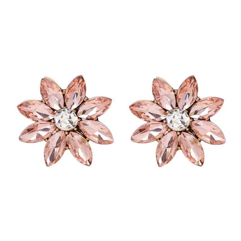 Crystal Flower Stud Earring Fashion Women Statement Stud Earrings for Women Brincos femme Factory wholesale