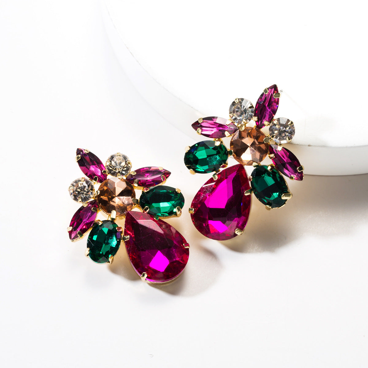 Dramatic Teardrop-shaped Acrylic Rhinestone Earrings For Trendy Women