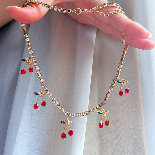 Diamond small cherry necklace