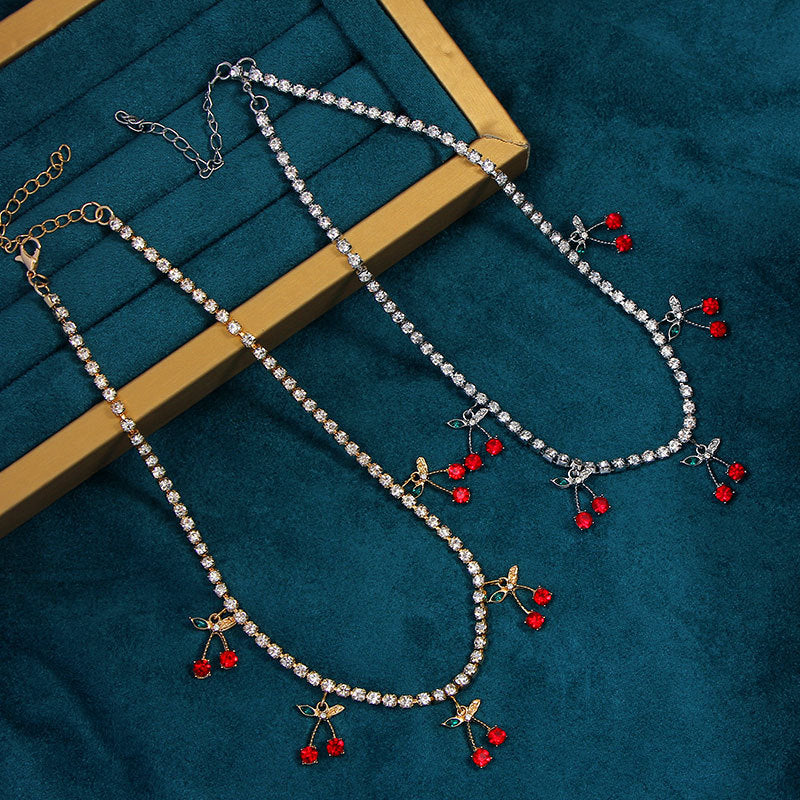 Diamond small cherry necklace