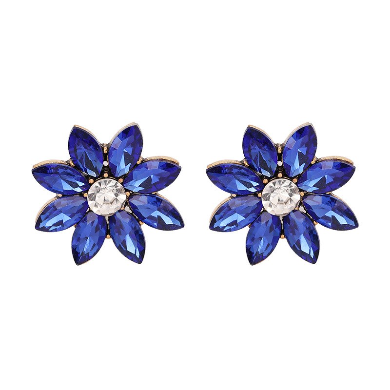 Crystal Flower Stud Earring Fashion Women Statement Stud Earrings for Women Brincos femme Factory wholesale