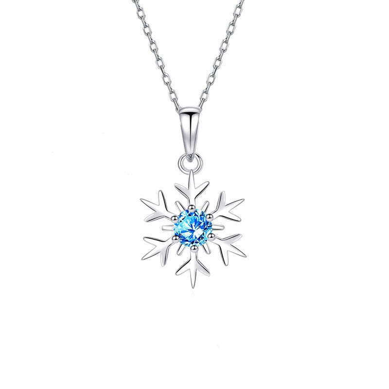 Simple Snowflake Pendant Necklace For Women Light Luxury