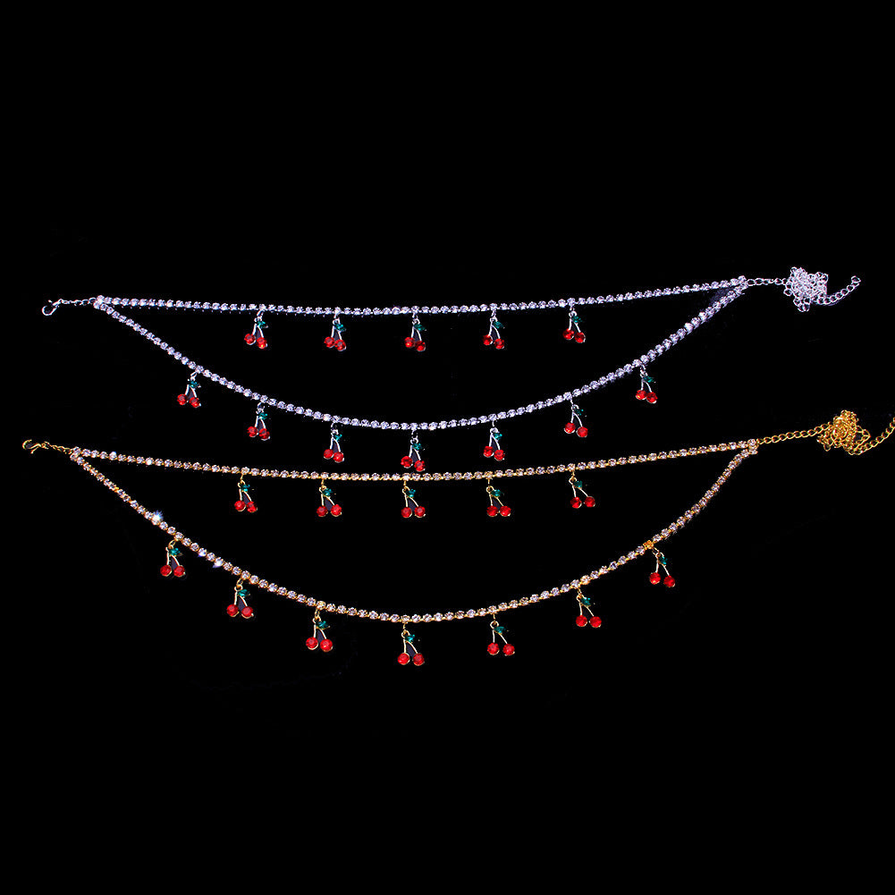 Fashion Diamond Red Cherry Necklace