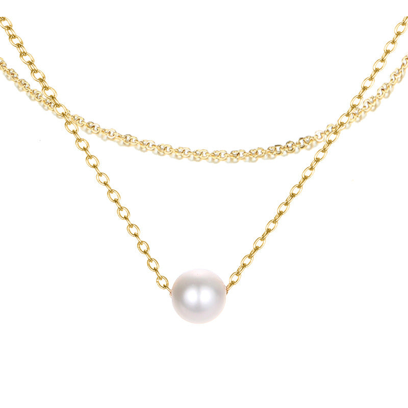 Gold Circular Double Layered Pendant Necklace