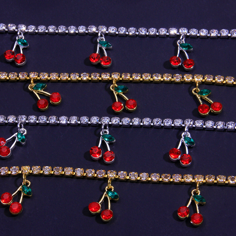 Fashion Diamond Red Cherry Necklace