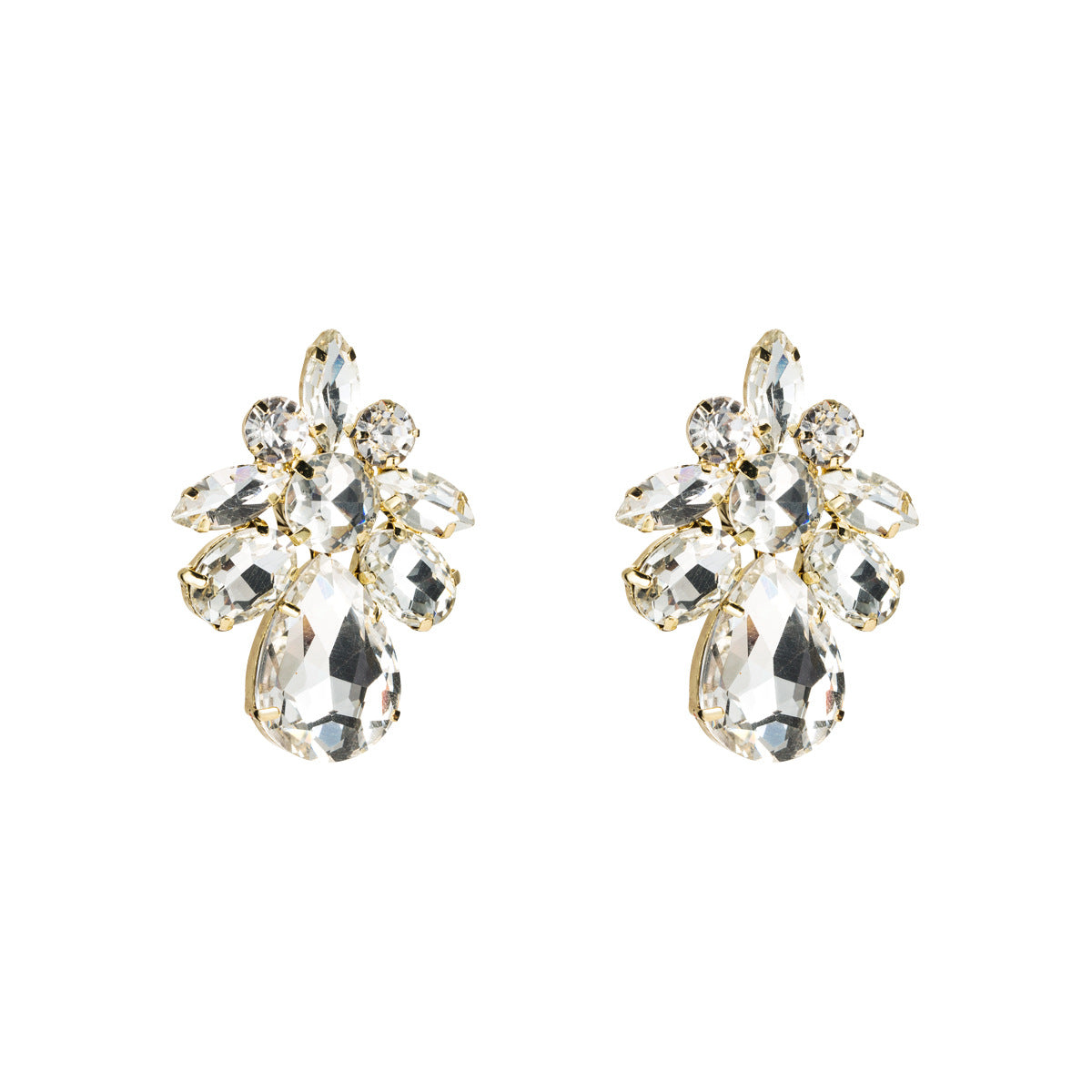 Dramatic Teardrop-shaped Acrylic Rhinestone Earrings For Trendy Women