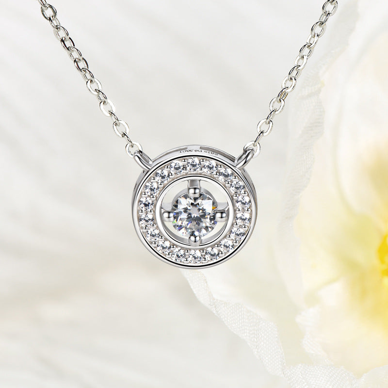 Women's Fashion Simple Sterling Silver Moissanite Diamond Necklace