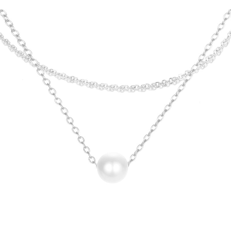 Gold Circular Double Layered Pendant Necklace